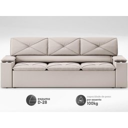 Sofá com Porta Copos Retrátil e Reclinável Pop 2,05m Velosuede Areia - Netsofas - 4