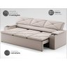 Sofá com Porta Copos Retrátil e Reclinável Pop 2,05m Velosuede Areia - Netsofas - 3
