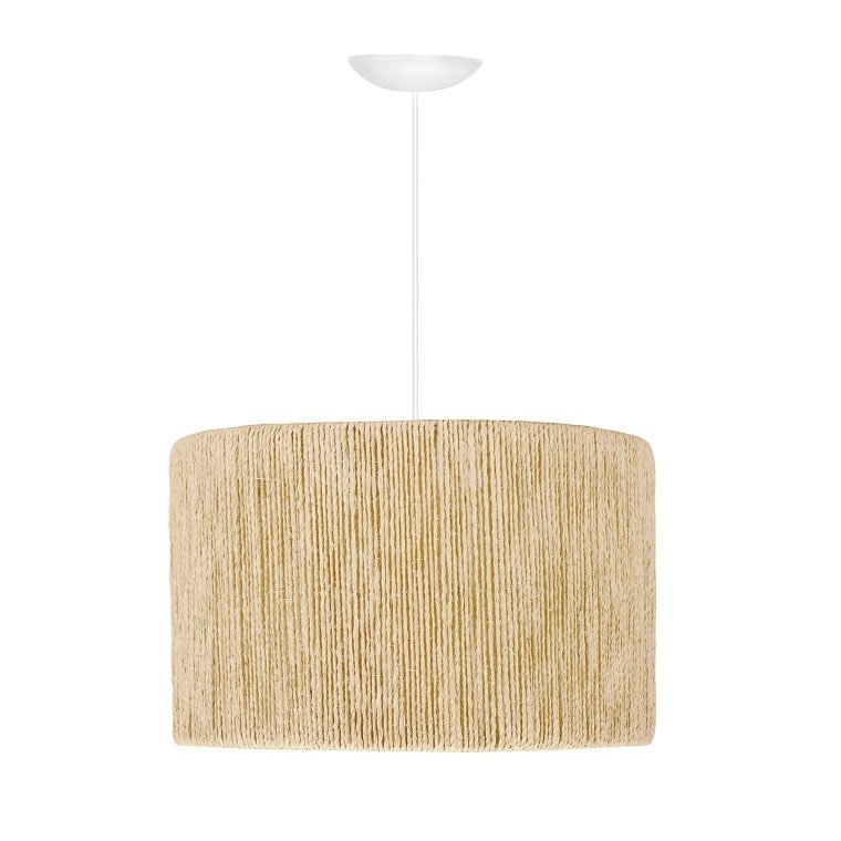 Pendente Luminária De Teto Em Sisal Decoração Quarto Sala:Luminária Madeira/Palha - 3