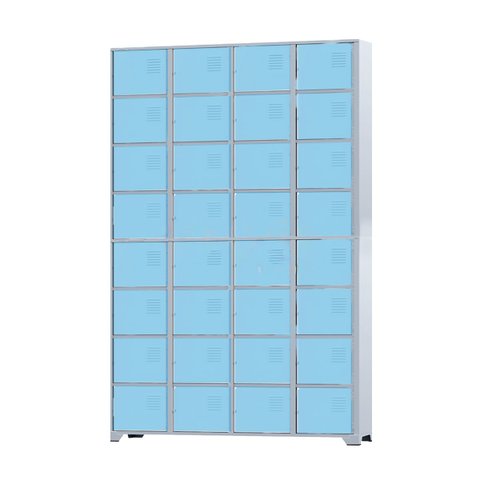 Armário Roupeiro De Aço Para Vestiário 32 Portas Locker Azul Claro