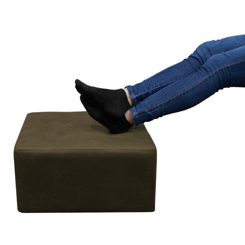 Puff Para Sala Quadrado Decorativo com Pés com Alumínio Nero Veludo Marrom Escuro Matrix - 7