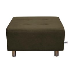 Puff Para Sala Quadrado Decorativo com Pés com Alumínio Nero Veludo Marrom Escuro Matrix - 3