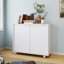 Ver imagem 2 de Balcão Multiuso 2 Portas 2 Prateleiras Bmu114 com Rodízios Branco - Brv Móveis