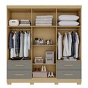 Ver imagem 5 de Guarda-Roupa Casal com Pés e Espelho 6 Portas 4 Gavetas Texas Premium Cinza/Jequitibá/Granizo