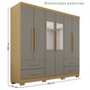 Ver imagem 3 de Guarda-Roupa Casal com Pés e Espelho 6 Portas 4 Gavetas Texas Premium Cinza/Jequitibá/Granizo