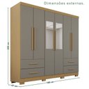 Ver imagem 4 de Guarda-Roupa Casal com Pés e Espelho 6 Portas 4 Gavetas Texas Premium Cinza/Jequitibá/Granizo