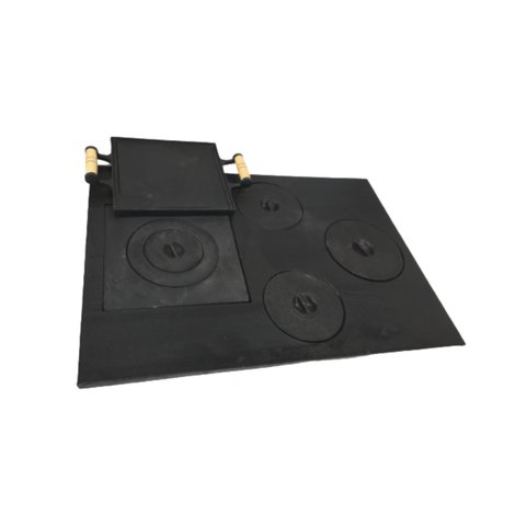 Chapa Fogão a Lenha Multiuso 4 Furos e Bifeteira 69x49cm