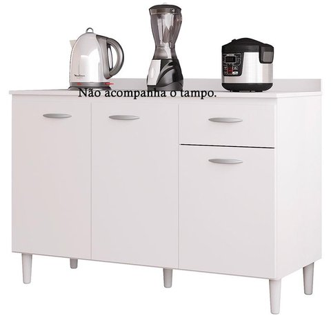 Balcão de Pia 120 Cm Branco Brilho - Poquema
