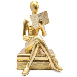 Estátua Figura Pensador Estudando Enfeite Decorativo Casa Estatueta Reflexão Mesa Escritório Decoraç - 1