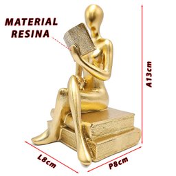 Estátua Figura Pensador Estudando Enfeite Decorativo Casa Estatueta Reflexão Mesa Escritório Decoraç - 3