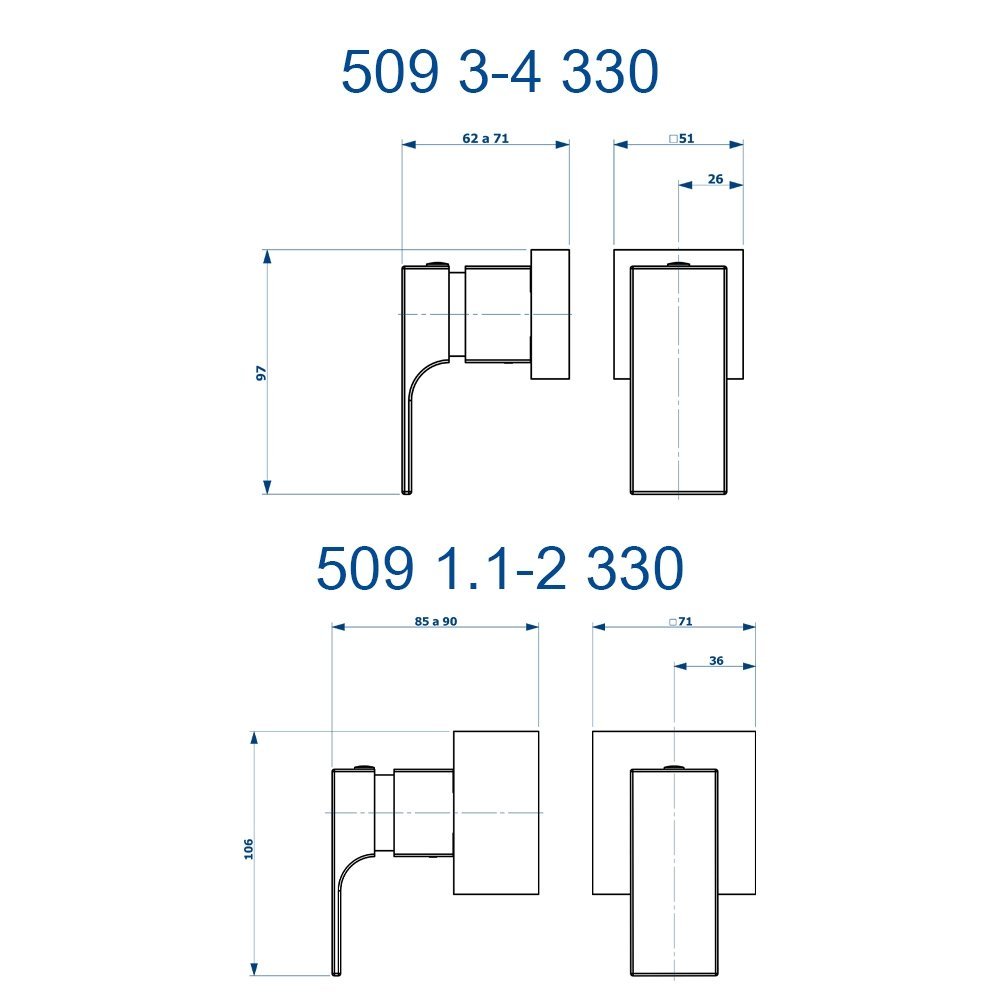 Acabamento para Registro 3/4, 1/2 e 1 Fani Retta Cromado 509 C330 - 2