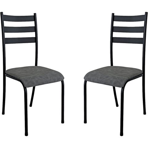 Kit 2 Cadeiras para Cozinha e Sala de Jantar 541.Sli Preto/Cinza Nobuck