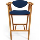 Ver imagem 6 de Kit 04 Banquetas Alta Cozinha Bancada Bar Sala de Jantar Fixa Cecília L02 Suede Azul Marinho - Lyam 