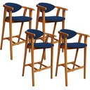 Ver imagem 1 de Kit 04 Banquetas Alta Cozinha Bancada Bar Sala de Jantar Fixa Cecília L02 Suede Azul Marinho - Lyam 