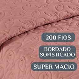 Conjunto Cama Casal King Size Agata Bordada 200 Fios Super Elegante:rosa - 3