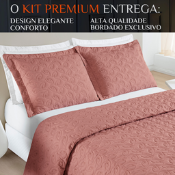 Conjunto Cama Casal King Size Agata Bordada 200 Fios Super Elegante:rosa - 2