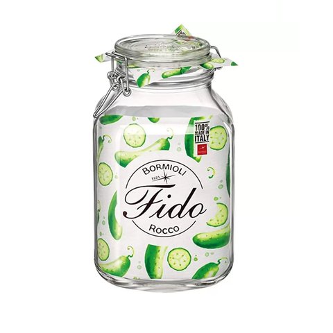 Kit 6 Potes de Vidro Hermético Original FIDO Terrina 3000 ml Ø 13,5 mm Multiuso Original Bormioli Ro
