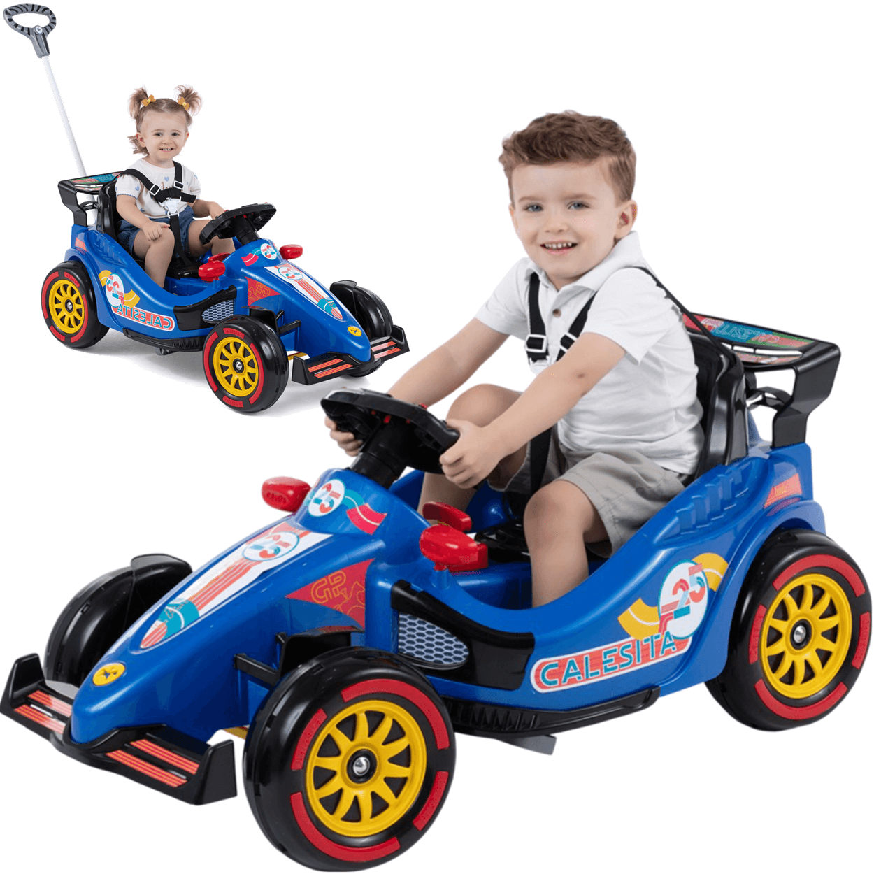 Carrinho de Passeio e Pedal Infantil Calesita F25 Azul 30kg - 1