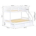 Ver imagem 2 de Beliche com Cama Casal Dreams com 02 Gavetas Madeira Maciça Branco Megamobilia