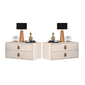 Kit 2 Mesa de Cabeceira Suspensa Unic 60cm Off White