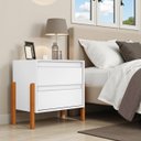 Ver imagem 3 de Mesa de Cabeceira Verona 2 Gavetas Corrediça Telescópica Pés Madeira Mdf Moderno:branco/nature/branc