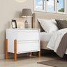 Mesa de Cabeceira Verona 2 Gavetas Corrediça Telescópica Pés Madeira Mdf Moderno:branco/nature/branc - 3