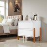 Mesa de Cabeceira Verona 2 Gavetas Corrediça Telescópica Pés Madeira Mdf Moderno:branco/nature/branc - 2