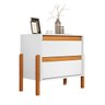 Mesa de Cabeceira Verona 2 Gavetas Corrediça Telescópica Pés Madeira Mdf Moderno:branco/nature/branc - 7