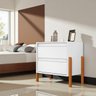 Mesa de Cabeceira Verona 2 Gavetas Corrediça Telescópica Pés Madeira Mdf Moderno:branco/nature/branc - 4