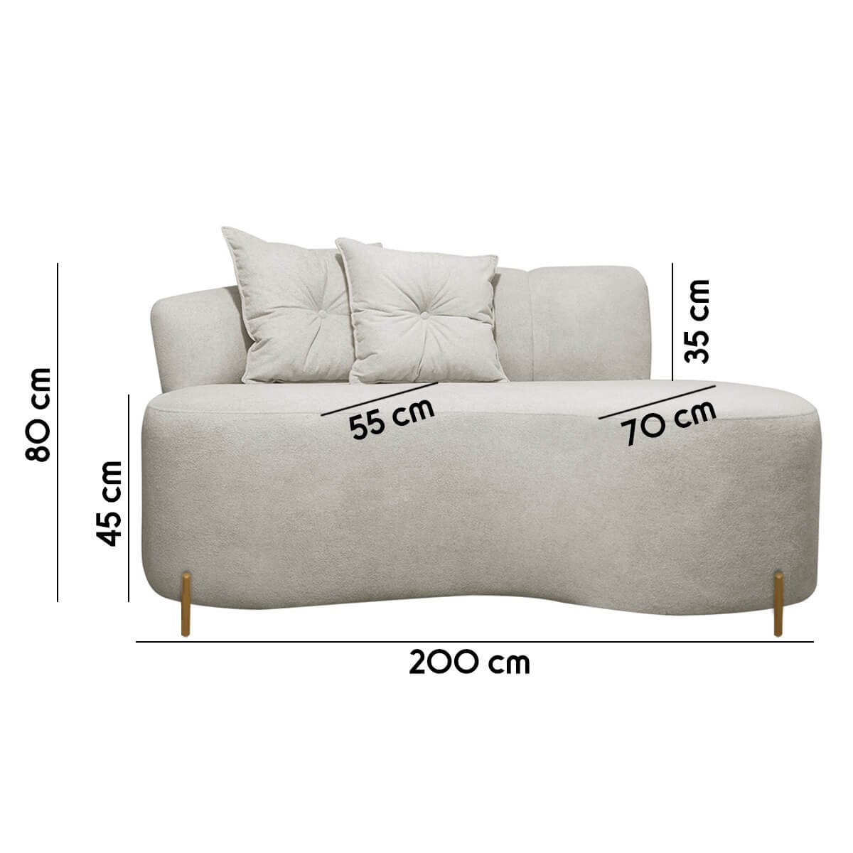 Sofá Orgânico Grécia 2 Lugares 200cm Linho Bouclê Bege Sofa Store - 8