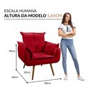 Ver imagem 6 de Poltrona Opala Sala Quarto Recepção Escritório Cadeira com Pés Palito Madeira Vermelho