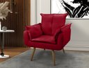 Ver imagem 1 de Poltrona Opala Sala Quarto Recepção Escritório Cadeira com Pés Palito Madeira Vermelho