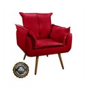 Ver imagem 5 de Poltrona Opala Sala Quarto Recepção Escritório Cadeira com Pés Palito Madeira Vermelho