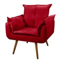 Ver imagem 2 de Poltrona Opala Sala Quarto Recepção Escritório Cadeira com Pés Palito Madeira Vermelho
