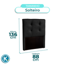 Ver imagem 4 de Cabeceira Estofada Solteiro Alice Nature Material Sintético Preto 88x136