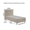 Ver imagem 5 de Kit Cama Box Solteiro e Cabeceira em Madeira Maciça Espresso Móveis Bege/Linho