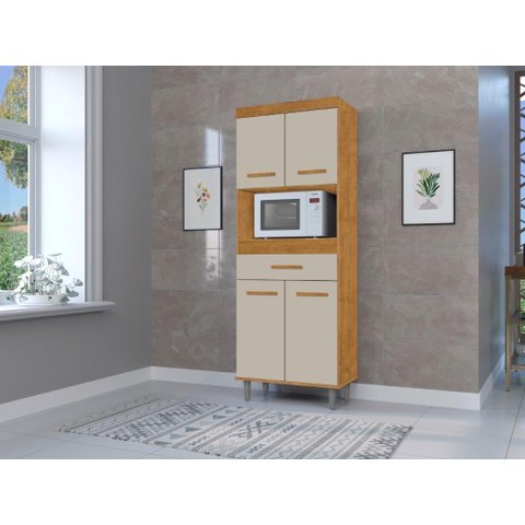 Armário de Cozinha Du Compacto para Sua Melhor Organização Cor Ipê / Off White