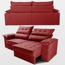 Ver imagem 3 de Sofá Retrátil e Reclinável 2,60m com Molas e Espuma D33 Thunder Velusoft Vermelho Cama Inbox