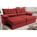 Ver imagem 1 de Sofá Retrátil e Reclinável 2,60m com Molas e Espuma D33 Thunder Velusoft Vermelho Cama Inbox
