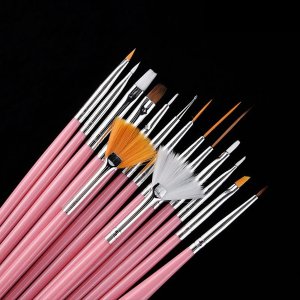 Kit Pincel Gel Uv 15 Pinceis Decoração Manicure Acrigel:rosa