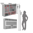 Ver imagem 4 de Armário Aéreo com Nichos Adega 1 Porta de Vidro Basculante 120cm MDF Grazi Branco
