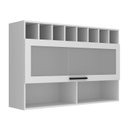 Ver imagem 2 de Armário Aéreo com Nichos Adega 1 Porta de Vidro Basculante 120cm MDF Grazi Branco