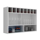 Ver imagem 6 de Armário Aéreo com Nichos Adega 1 Porta de Vidro Basculante 120cm MDF Grazi Branco