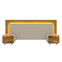 Ver imagem 2 de Cabeceira Extensível Lúmine 2 Gavetas com LED 100% MDF Naturale/Off White - Pnr Móveis