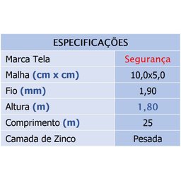 Tela Soldada Alambrado Segurança 10x5 1,8x25m 1,9mm Morlan - 2