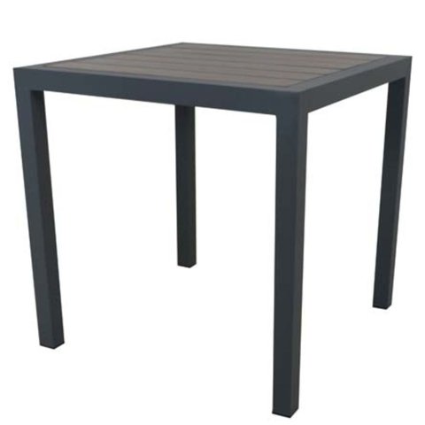 Mesa Quadrada de Alumínio e Madeira Área Jantar Varanda - Preto