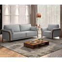 Ver imagem 2 de Kit Sofá Living 3 Lugares e Poltrona 102cm Pés Madeira Roya M22 Veludo Cinza - Mpozenato