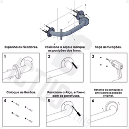 Kit 1 Barras de Apoio para Idosos de 70 Cm e 1 Barra 80 Cm Único - 6