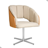 Cadeira Poltrona Sala Jantar Nicole Pés Giratórios Alumínio Linho Bege Claro - 1