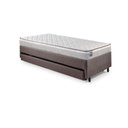 Ver mais imagens de Bicama Box Solteiro Courino Linho Marrom 96x203x28 Cm com Colchão Hanover Inducol Molas Ensacadas